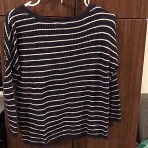 Loft three quarter length blue and white striped shirt